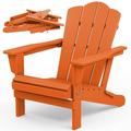 JEAREY Plastic Adirondack Chair HDPE All-Weather Outdoor Folding Adirondack Chair for Outside Orange