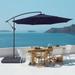 CHYVARY 10ft Outdoor Round Offset Umbrella Patio Cantilever Outside Hanging Umbrella for Deck Poolside and Patio Navy Blue