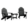 highwood 3 Piece Set Outdoor Adirondack Chairs and Folding Side Table Black