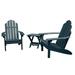 highwood 3 Piece Set Outdoor Adirondack Chairs and Folding Side Table Federal Blue