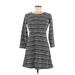 Ann Taylor LOFT Casual Dress - Sweater Dress: Black Stripes Dresses - Women's Size 2