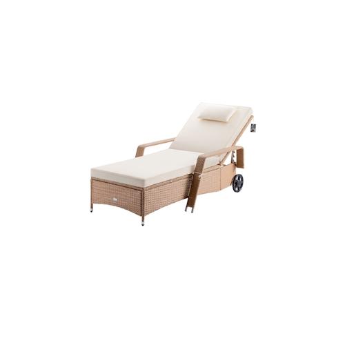 Casaria Sonnenliege Polyrattan 193x90x43cm creme creme