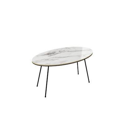 moebel17 Couchtisch Marmor Optik Oval Weiß 20906955