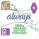 Always Sensitive Organic Cotton Protection Ultra Long (Size 2) Sanitary Towels Wings x9