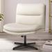 Latitude Run® Kiawna Criss Cross Legged Office Chair, Armless Office Desk Chair No Wheels Upholstered, Rubber in Brown | 25.6 W x 17.3 D in | Wayfair