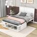 Red Barrel Studio® Biorn Full Size 2 Drawers Wooden Platform Bed w/ Storage Shelf Wood in White | 46.5 H x 57.5 W x 77.8 D in | Wayfair