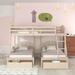 Gregry Twin over Twin over Full 2 Drawer Triple Bunk Bed by Harriet Bee Upholstered, Wood in Brown | 66 H x 79.7 W x 96.6 D in | Wayfair