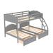 Gregry Twin over Twin over Full 2 Drawer Triple Bunk Bed by Harriet Bee Upholstered, Wood in Gray | 66 H x 79.7 W x 96.6 D in | Wayfair