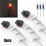 Gerich 3 Pcs Model Railroad N Scale 1:87 Track Signals 2-LEDs Green Red Block Lights