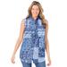 Plus Size Women's Perfect Sleeveless Shirt by Woman Within in French Blue Patched Paisley (Size 42/44)