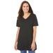 Plus Size Women's Perfect Short-Sleeve V-Neck Tunic by Woman Within in Black (Size 3X)