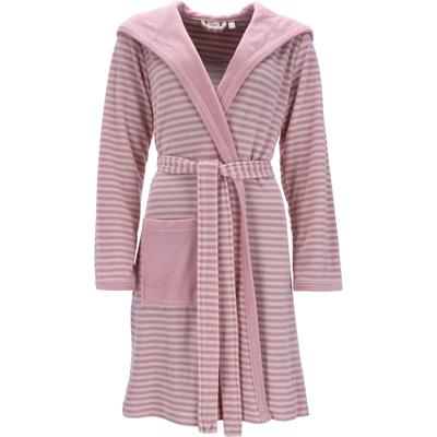 Damenbademantel ESPRIT "Striped Hoody" Gr. L, rosa (rose), L:97cm in Gr. L, Jersey, Hausmäntel, gestreift, mit Kaputze & Logostickerei, kurz Image