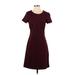 Brooks Brothers Casual Dress - A-Line: Burgundy Solid Dresses - Women's Size 5