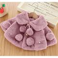 Infant Girl Lapel Long Batwing Sleeve Jacket Coats Pearl Button Decorated Cardigan Cloak Outwear