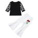 Qufokar Newborn Baby Girl Gifts New Born Clothes for Girls Set Clothes Girl T-Shirt Flared Toddler Pants Tulle Outfit Flower Baby Set Kids Tops Girls Outfits&Set