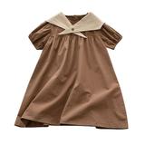Qufokar Baby Western Clothes Girl Open Back Lace And Mesh Bridesmaid Dress Toddler Kids Baby Girls Solid Dress Short Sleeve A Line Ruffle Summer Sundress Princess Dresses