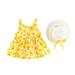 Qufokar Gowns for Girls Party Wear Girls Dress Plus Size Toddler Girls Sleeveless Bowknot Dresses Floral Printed Princess Dress Hat Outfits