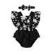 Qufokar Infant Clothes Boys Pack Bodysuits Baby Girl Sleeve Backless Headbands Girls Outfits Baby Bowknot 3M-18M Bodysuitt Ruffles Romper Fly Printed Floral Girls Bodysuits