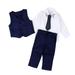 Qufokar Baby Clothes Baby Boy Sweatshirt Set Wedding Clothes Suits Gentleman Baby Pants+Tie Boys Shirts++Long 1Set Boys Outfits&Set