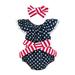 Qufokar One Year Old Girl Clothes Warm for Baby Girl Girls Tassels Fly Sleeve Independence Day Striped Printed Romper 4Th Of July Bowknot Bodysuits Headbands