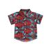 xingqing Summer Toddler Baby Boys Gentleman Shirts Button Down Short Sleeve Geometric Print Casual Tops T-Shirt Red 6-12 Months