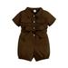 Qufokar Girls Summer Clothing Set Cute Outfits With Leggings Sporty Kids Girl S Stylish Jumpsuits Short Sleeve Button Overalls Elastic Waist Turn T Shrit Collar Romper Set Outfits