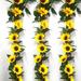 2PCS 7.38Ft/Pc Artificial Sunflower Garland with 10Pcs Sunflower Heads Silk Flower Ivy Vine Garland Sunflower Decor for Home Kitchen Wedding Arch Baby Shower Decor