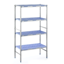 Tournus Aluregal mit gelochten Kunststoffauflagen: 1494mm lang, 400mm tief, 1750mm hoch, 4 Ebenen Grundregal Tragkraft: 200 kg / Ebene Image