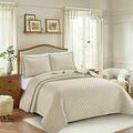 New Modern 3PCS Embossed Quilted Luxury Bedspread Bed Throw Comforter Set Single Double King Size (Beige, Double)