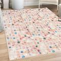 Abstract Decorative Rug Colorful Circular Large Polka Dots Bubble Happy Hipster Fun Print Quality Carpet for Bedroom Dorm and Living Room 6 Sizes Pale Peach by Ambesonne