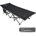 REDCAMP Padded Folding Camping Cot for Adults Heavy Duty Sleeping Cot Bed with Pad Travel Camp Cots with Carry Bag Portable for Outdoor Home Office Black