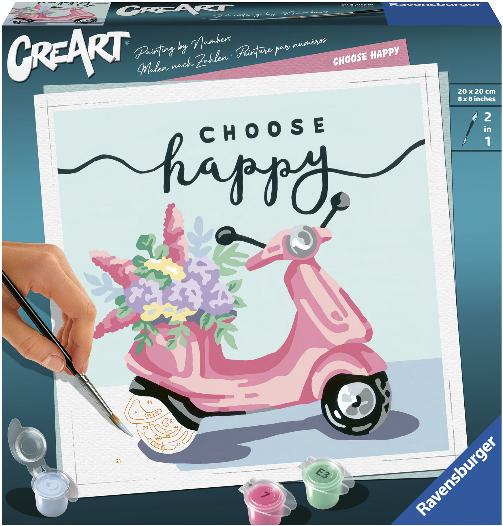 Malen nach Zahlen RAVENSBURGER "CreArt, Choose happy", bunt, Malvorlagen, KinderB:20cm H:20cm, Made in Europe, B:20cm H:20cm Image