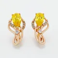 Boucles d'oreilles en or Rose 585 pour femmes en Zircon naturel ajouré jaune bijoux à la mode