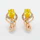 Boucles d'oreilles en or Rose 585 pour femmes en Zircon naturel ajouré jaune bijoux à la mode