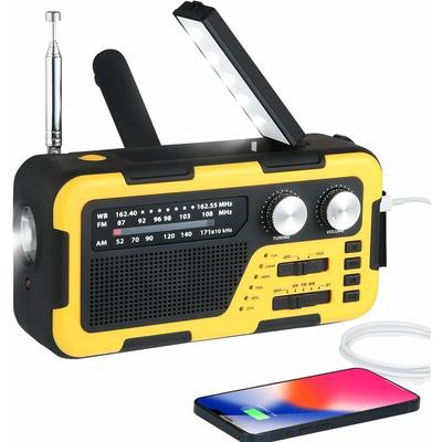 2000mAh tragbares Radio, AM/FM/WB Frequenzen Handkurbel, Solarradio, SOS, mit LED-Taschenlampe und