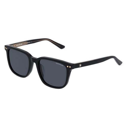 Montblanc MB0258SA Herren-Sonnenbrille Vollrand Eckig Kunststoff-Gestell, schwarz