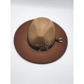 Brown Fedora Hat For Woman, Felt Wool Woman Hat, Designed Wide Brim