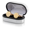 Memorable Time Personalised Gold Round Cufflinks in Chrome Case - Engraved With Any Time, Name Or Message