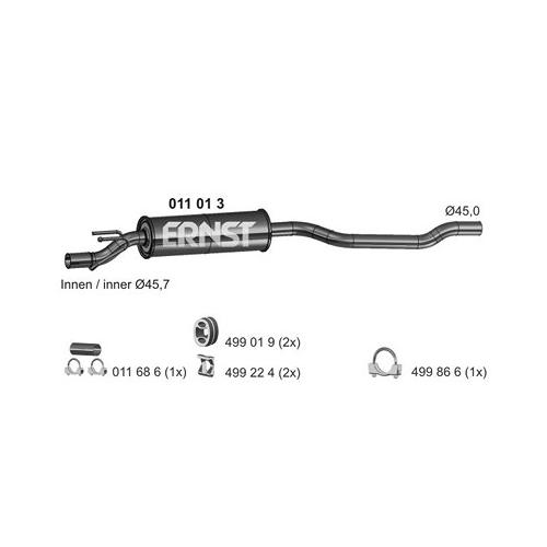 Ernst Vorschalldämpfer [Hersteller-Nr. 011013] für Opel