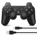 Controllers for PS3 Wireless Playstation 3 Gaming Controller with Double Shock & Motion Sensor PS3 Controller Bluetooth Rechargeable Gamepad Remote PS3 Black(1 Pack)