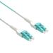 Cable Central LLC Fiber Optic Cable 5 Pack 1M (3.2 Feet) LC to LC Fiber Patch Cable Uniboot LC/UPC-LC/UPC OM4 Multimode Duplex OFNR Aqua Fiber Optic Patch Cable With Optical Fiber Cable