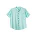 Men's Big & Tall Short Sleeve Poplin Mandarin Collar Shirt by KingSize in Blue Tint (Size 7XL)