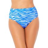 Plus Size Women's Shirred Swim Brief by Swimsuits For All in Blue Animal (Size 12)