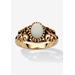 Women's Oval-Cut Opal Scroll Ring In Antiqued Gold-Plated by PalmBeach Jewelry in Opal (Size 8)