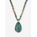 Women's Genuine Multicolor Jasper Beaded Goldtone Bezel Set Pendant Necklace 36 Inch by PalmBeach Jewelry in Blue