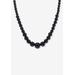 Women's Graduated Round Genuine Black Agate Necklace 18" Jewelry by PalmBeach Jewelry in Agate