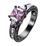 Kayannuo Rings for Women Mens Rings Back to School Clearance Gorgeous Black Copper Alloy Ring Inlaid with Square Zircons In Various Colors Birthday Gifts for Women