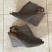 Coach Shoes | Coach Lindsey Sling Back Open Toe Taupe Leather Wedge Size 7.5 | Color: Brown/Gray | Size: 7.5