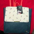 Disney Bags | Navy Blue Main Bag Faux Leather Bioworld Classic Mickey Mouse Backpack Nwt | Color: Blue/Red | Size: Os