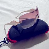 Jessica Simpson Accessories | Jessica Simpson J520 Women's White Rimless Shield Sunglasses & Hard Case | Color: White | Size: Os